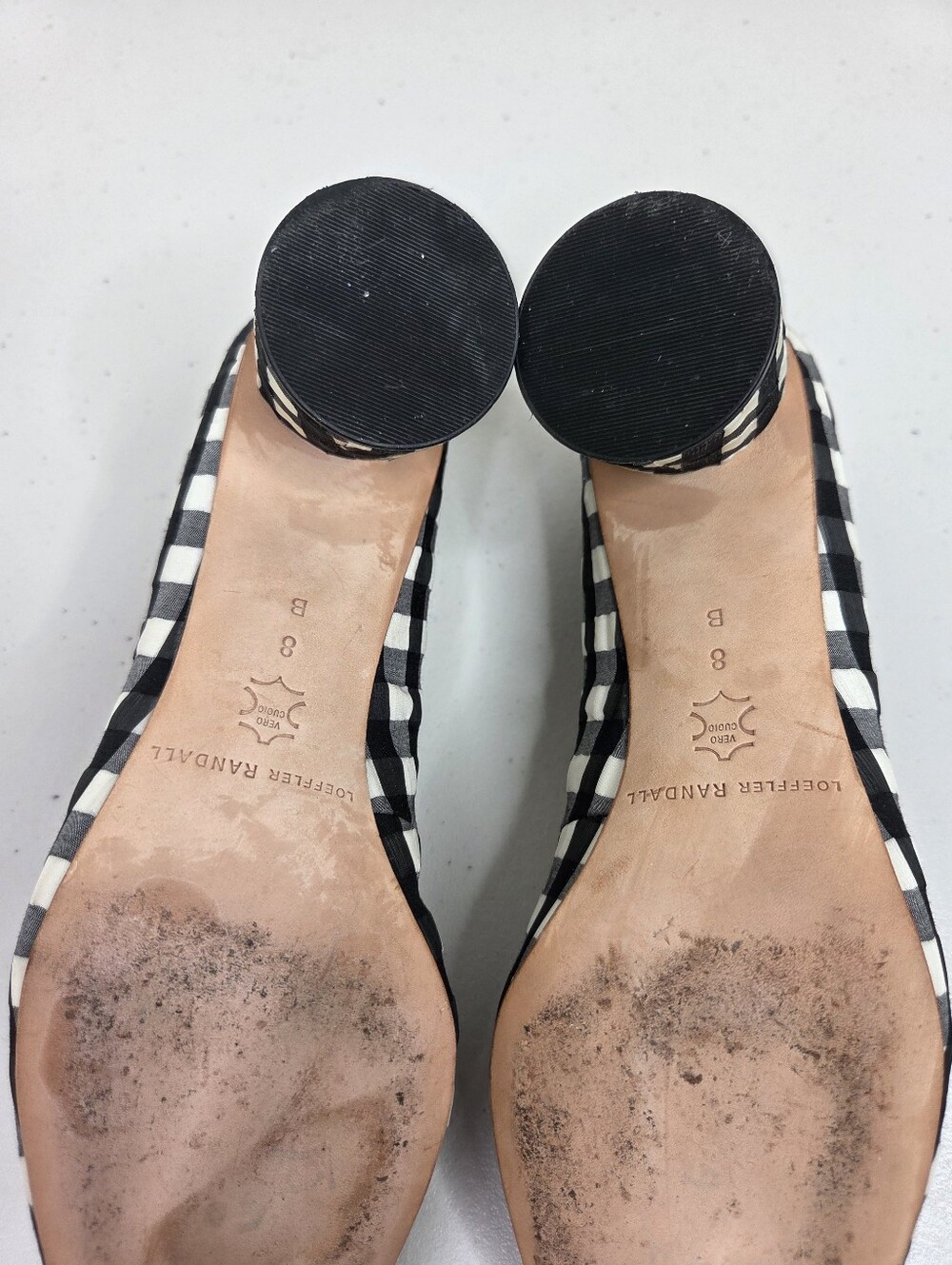 Loeffler Randall Ina Black & White Gingham Checkered Block Heel Almond Toe Pumps - Picture 15 of 16